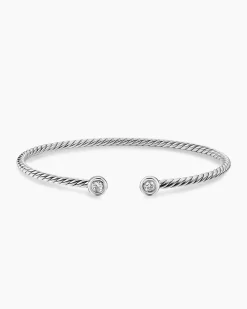 Micro Cable Flex® Round Bracelet Sterling Silver with Diamonds, 2.6mm