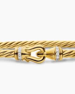 Micro Cablespira® Flex Buckle Bracelet 18K Yellow Gold with Diamonds, 2.6mm