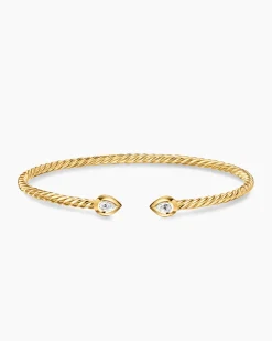 Micro Cablespira® Flex Pear Bracelet 18K Yellow Gold with Diamonds, 2.6mm