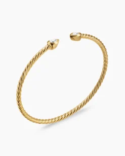 Micro Cablespira® Flex Pear Bracelet 18K Yellow Gold with Diamonds, 2.6mm