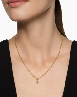 Micro Pavé Cross Amulet 18K Yellow Gold with Diamonds, 8mm