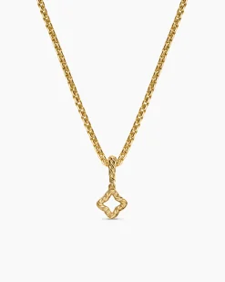 Micro Pavé Quatrefoil Amulet 18K Yellow Gold with Diamonds, 7.4mm