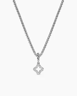 Micro Pavé Quatrefoil Amulet Sterling Silver with Diamonds, 7.4mm