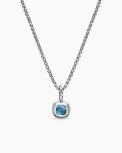 Mini Cushion Cut Amulet Sterling Silver with 14K Yellow Gold and Hampton Blue Topaz, 5.5mm