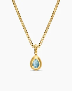 Mini Pear Cut Amulet 18K Yellow Gold with Sky Blue Topaz, 11mm
