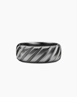 Modern Cable Band Ring Grey Titanium, 9mm