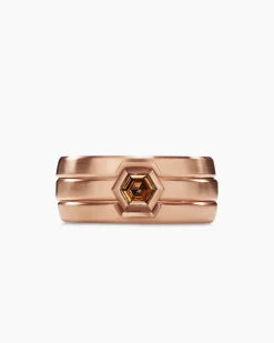 Nesting Band Ring 18K Rose Gold with Center Cognac Diamond, 10mm