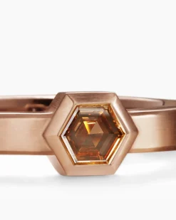 Nesting Band Ring 18K Rose Gold with Center Cognac Diamond, 10mm