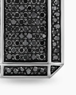Octagonal Tag Sterling Silver with Black Diamonds, 27mm
