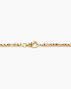 Open Station Box Chain Necklace 18K Yellow Gold, 3mm