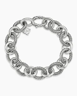 Oval Link Chain Bracelet Sterling Silver, 12mm
