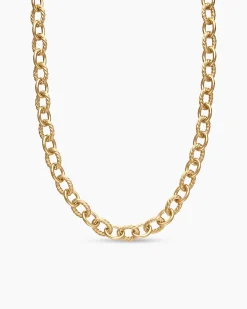 Oval Link Chain Necklace 18K Yellow Gold, 12mm