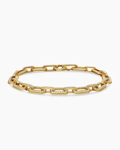 Pavé Chain Bracelet 18K Yellow Gold with Diamonds, 7mm