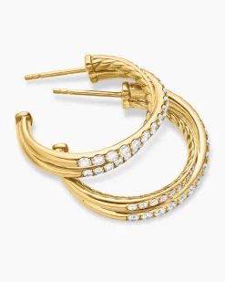Pavé Crossover Hoop Earrings 18K Yellow Gold with Diamonds, 24mm