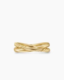 Pavé Crossover Ring 18K Yellow Gold with Diamonds, 6mm