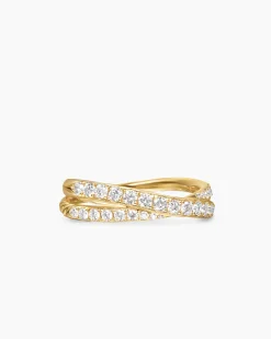 Pavé Crossover Ring 18K Yellow Gold with Diamonds, 6mm