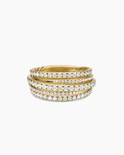 Pavé Crossover Ring 18K Yellow Gold with Diamonds, 11mm