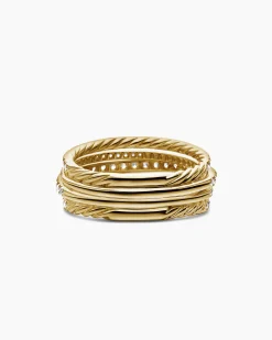 Pavé Crossover Ring 18K Yellow Gold with Diamonds, 11mm