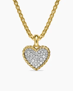 Pavé Heart Amulet 18K Yellow Gold with Diamonds, 15.6mm
