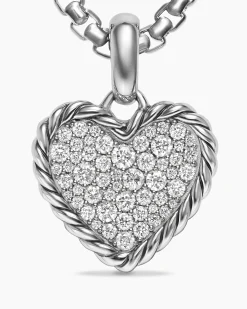 Pavé Heart Amulet Sterling Silver with Diamonds, 15.6mm