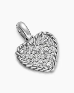Pavé Heart Amulet Sterling Silver with Diamonds, 15.6mm