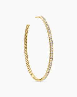 Pavé Hoop Earrings 18K Yellow Gold with Diamonds, 50.3mm