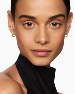 Pavé Huggie Hoop Earrings 18K Yellow Gold with Diamonds, 13mm