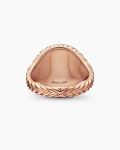 Pavé Pinky Ring 18K Rose Gold with Cognac Diamonds, 13mm