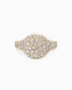 Pavé Pinky Ring 18K Yellow Gold with Diamonds, 10mm
