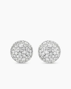 Pavé Stud Earrings 18K Yellow Gold with Diamonds, 12mm