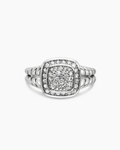 Petite Albion® Ring Sterling Silver with Pavé Diamonds, 7mm