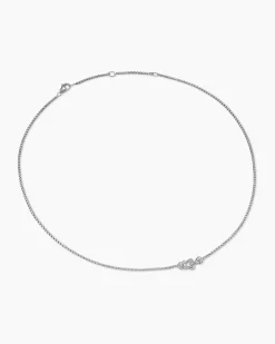 Petite Buckle Necklace Sterling Silver with Diamonds, 16.2mm