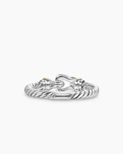 Petite Buckle Ring Sterling Silver with 18K Yellow Gold and Diamonds, 2mm