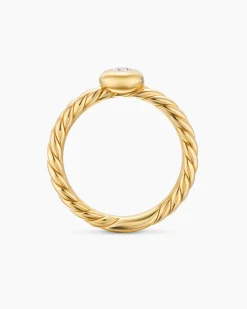 Petite Cable Ring 18K Yellow Gold with Center Diamond, 2.8mm