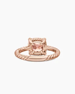 Petite Chatelaine® Pavé Bezel Ring 18K Rose Gold with Morganite and Diamonds, 7mm