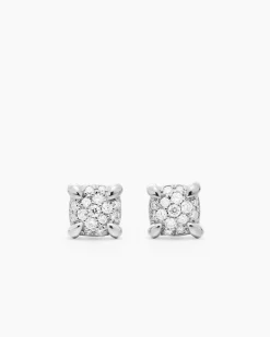 Petite Chatelaine® Stud Earrings 18K White Gold with Pavé Diamonds, 5mm