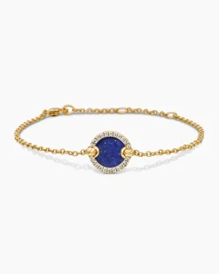 Petite DY Elements® Center Station Chain Bracelet 18K Yellow Gold with Lapis and Diamonds, 11mm