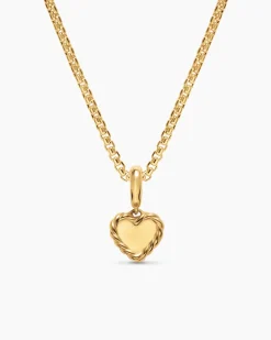 Petite DY Elements® Heart Plate Pendant 18K Yellow Gold with Diamonds, 8.2mm