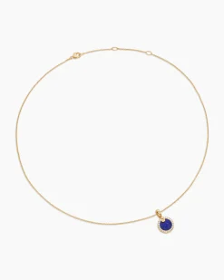 Petite DY Elements® Pendant Necklace 18K Yellow Gold with Lapis and Diamonds, 17.8mm