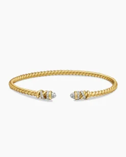 Petite Helena Cablespira® Bracelet 18K Yellow Gold with Diamonds, 3mm