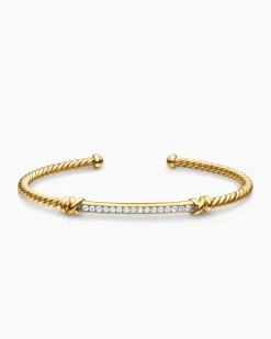 Petite Helena Cablespira® Station Bracelet 18K Yellow Gold with Diamonds, 3mm