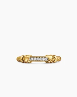 Petite Helena Wrap Band Ring 18K Yellow Gold with Diamonds, 4mm