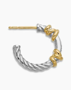 Petite Helena Wrap Hoop Earrings Sterling Silver with 18K Yellow Gold and Diamonds, 18mm