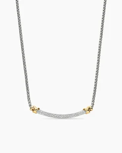 Petite Helena Wrap Station Necklace Sterling Silver with 18K Yellow Gold and Diamonds, 29mm