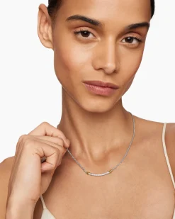 Petite Helena Wrap Station Necklace Sterling Silver with 18K Yellow Gold and Diamonds, 29mm