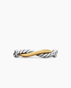 Petite Infinity Band Ring Sterling Silver with 14K Yellow Gold, 4mm