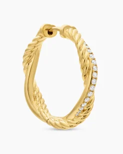 Petite Infinity Hoop Earrings 18K Yellow Gold with Diamonds, 17.3mm