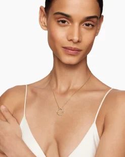 Petite Infinity Pendant Necklace 18K Yellow Gold with Diamonds, 18mm