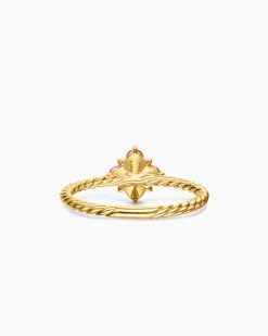 Petite Modern Renaissance® Color Ring 18K Yellow Gold with Rubies and Diamond, 8.7mm