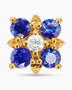 Petite Modern Renaissance® Color Stud Earrings 18K Yellow Gold with Sapphires and Diamonds, 8.7mm